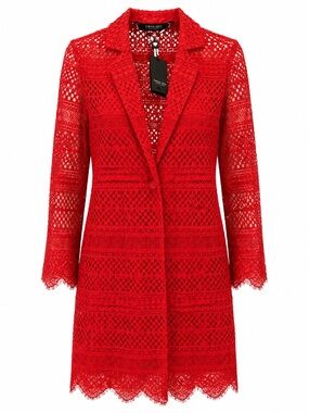Twin-Set Red Crochet Lace Blazer Jacket